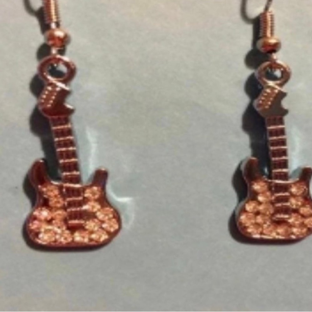 Rhinestone Guitar Earrings